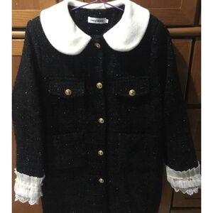 Black Coat with White Collar and Gold Buttons